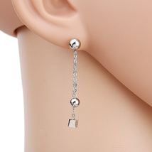 Silver Tone Post Earrings With Dangling Ball &amp; Cube - £18.43 GBP