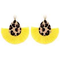 Leopard Print Tassel Earrings for Women Waterdrop Shape Fringed Dangle Earrings  - £7.28 GBP