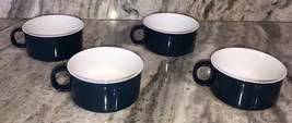 Plates &amp; Beyond Blue/White Cereal/Soup Bowl W  Handle-SET Of 4-Micro Dis... - £47.50 GBP