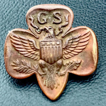 GS Pin Vintage Girl Scouts Symbol Logo Trefoil Early Example Old Piece Americana - £12.53 GBP