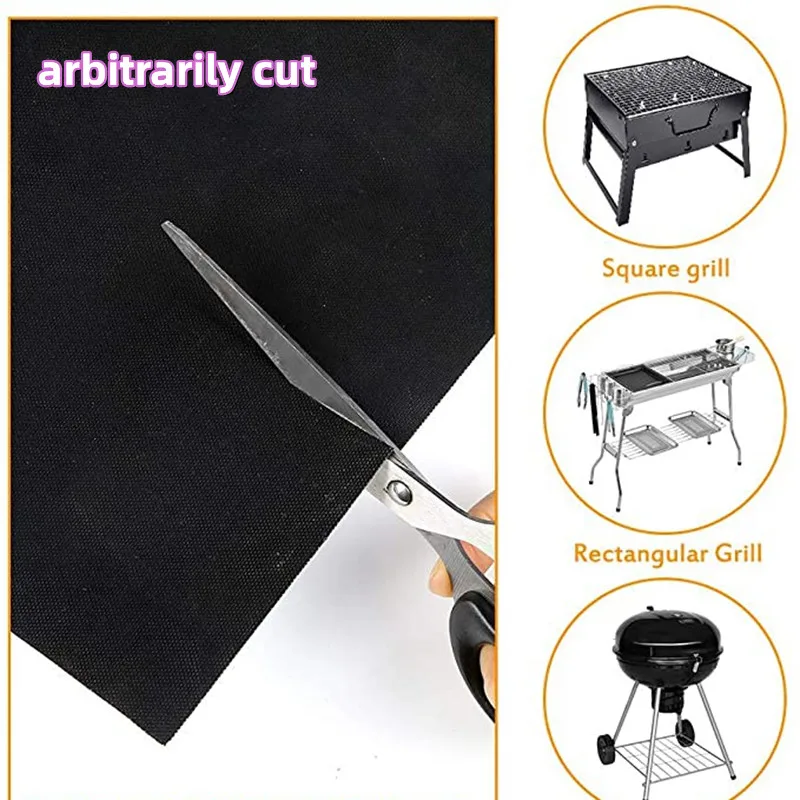 House Home 1-2pcs Reusable BBQ Grill Mat With A Brush Outdoor Kitchen BBQ Access - £20.08 GBP