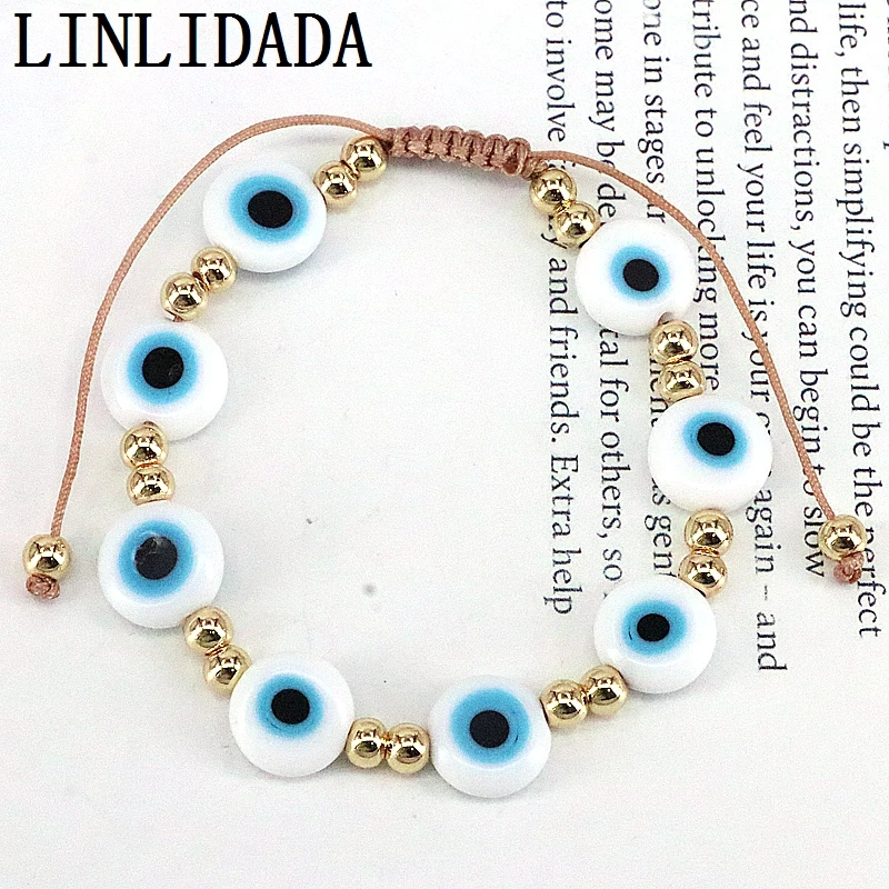 6Pcs Turkish Eye Bracelets For Women Gifts Adjustable Lucky Weave Cord Bracelet  - £34.22 GBP