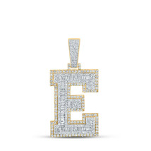 10kt Two-tone Gold Mens Baguette Diamond E Letter Charm Pendant 2-1/6 Cttw - £1,792.26 GBP