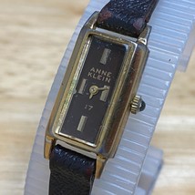 VTG Anne Klein Lady 17 Jewel Gold Tone Long Rectangle Hand Wind Mechanical Watch - £16.03 GBP