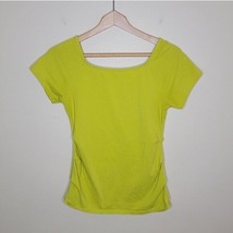 Soft Surroundings | Chartreuse Square Neck Tee with Purple Back Zipper, small - £13.70 GBP
