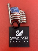 Swarovski American Flag Pin Brooch USA United States SWAN MARK Red White Blue - £24.75 GBP