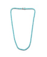 Solid 925 Silver, 10Ct Lab-Created Blue Turquoise Women&#39;s Tennis Necklac... - £192.00 GBP