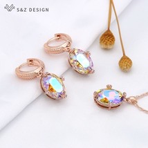 S&amp;Z DESIGN New 585 Rose Gold Egg Shape Oval Dangle Earrings Jewelry Sets For Wom - £17.51 GBP