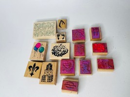 Wooden Rubber Stamps Bundle Lot of 15 Different Ones Arts & Crafts - $16.07