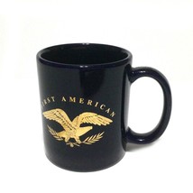 Cobalt Blue Ceramic First American Coffee Mug Cup Gold Eagle - $23.42