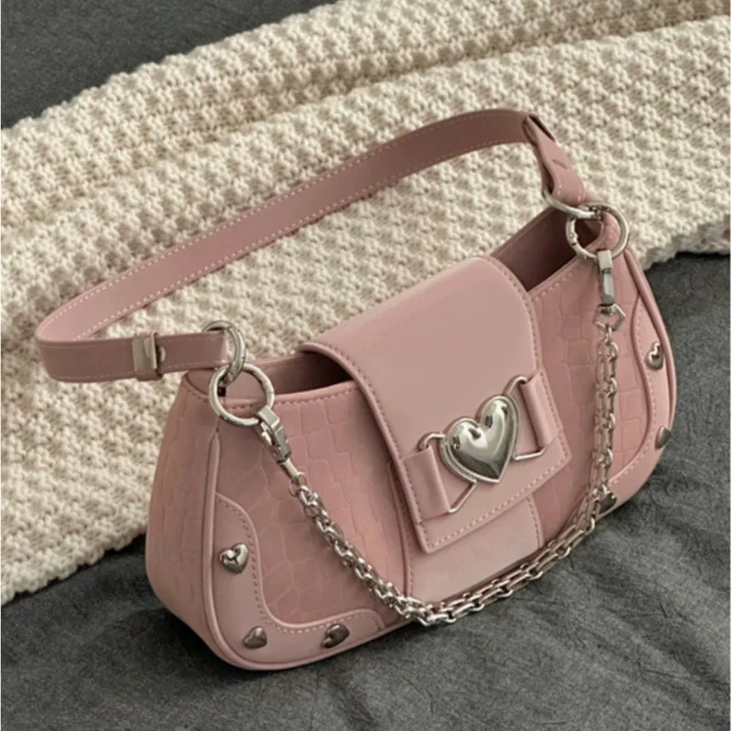 New Fashion Shoulder Bag PU Bags for Women Sweet Cool Subculture Pink Cr... - $21.14