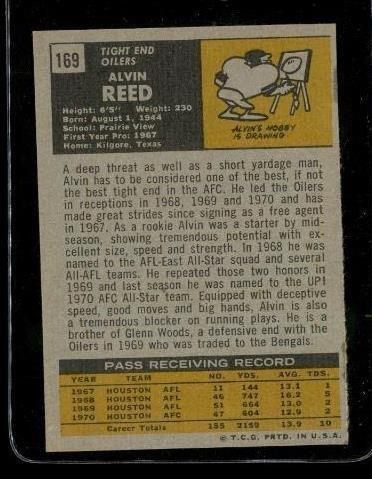 Vintage 1971 TOPPS TCG Football Trading Card #169 ALVIN REED Houston Oilers Item image 2