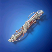 ORIGINAL Vintage Art Deco STERLING SILVER 925 Diamond Paste 3" in BROOCH Bar PIN - $356.25