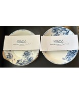 Set of 4 Mikasa Pippa 8.5" Pasta Bowls White Bone China Blue Roses New - $59.99