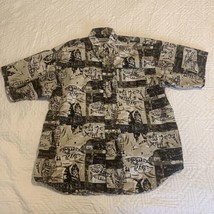 Columbia Mens Fish Print Tan Button Down Cotton Camp Shirt Size Med - Fr... - $15.88