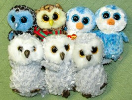 Ty B EAN Ie Boos Owl Lot Of 7 Yago Owlette Wise Ice Cube 6&quot; Stuffed Birds Animals - £23.01 GBP