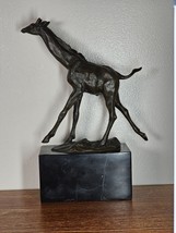 Signed Milo African Giraffe Bronze Sculpture Figure Statue Wild Animal Figurine - £87.48 GBP