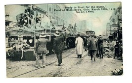 Ready to Start for the Dump Flood Middletown Ohio Postcard March 1913 - $17.80