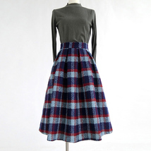 Winter RED PLAID Midi Skirt Women Custom Plus Size Woolen Plaid Skirts image 12