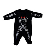 Skeleton Newborn Baby Costume Zip Up One Piece Jumpsuit Black Sleep Play - $9.31