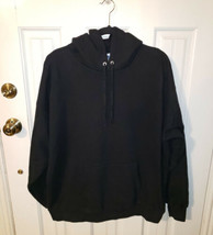 Vintage Hanes Blank Black Hooded Pullover Sweatshirt 90s NWOT - £51.43 GBP