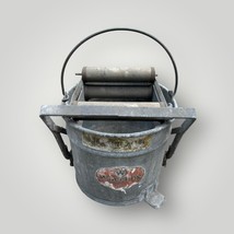 Galvanized Metal Mop Bucket w/ Rollers Wheeling Corrugating Company Farmhouse - £31.00 GBP