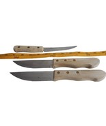 Lot 3 Vintage 4.5&quot; Blade 2 Dansk 1 Old Homestead Steak Knives Wood Handles - $283.66 MXN