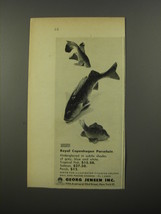 1954 Georg Jensen Ad - Royal Copenhagen Porcelain Salmon, Perch, Tropical Fish - $18.49
