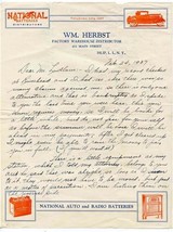 1937 I Am Broke Letter on National Auto &amp; Radio Batteries Stationery Islip NY  - £21.81 GBP