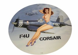 Airplane Metal Tin Sign Nude Woman Boobs F4U Corsair skyboss military pl... - £59.27 GBP