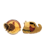 Lot of 2 McDonald&#39;s Thanksgiving Pins Turkey Cornucopia Fall Holiday Pro... - $16.99