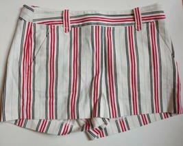 LOFT Chino Shorts Womens Size 4 White Striped Cotton Stretch Side Zip - £15.56 GBP