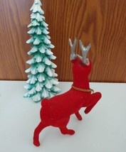 1950s Christmas Reindeer Japan Red Flocked Gold Bell and Chain 7 inches ... - $25.00