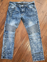 RAW X Distressed Denim Blue Jeans Vintage Inspired 34 x 30 - £27.22 GBP