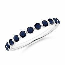 ANGARA Floating Round Sapphire Semi Eternity Wedding Band for Her in 14K Gold - £373.37 GBP