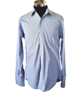 Dormel  Shirt Mens Size 16 Button Front Blue and White Pinstripes Long S... - £11.24 GBP