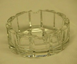 Crystal Ashtray Diamond Waffle Pattern Ribbed Sides 2 Slot Unknown Maker a - £15.81 GBP