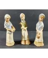 3 COUNTRY GIRL VILLAGE WOMAN With BASKET GOOSE Scarves Ceramic FIGURINES... - €16,49 EUR
