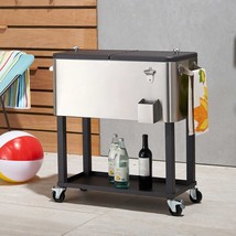 COOLER ICE CHEST WITH WHEELS BEVERAGE FOR HOME PORTABLE ROLLING LARGE DR... - $219.99