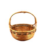 Basket Rattan Woven Reed Rope Sturdy Handle Vintage Centerpiece Home Dec... - £34.07 GBP