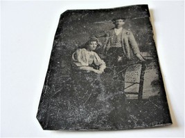 ORIGINAL Antique 1870s-1880s, Victorian Family Husband &amp; Wife-Tintype PHOTO. - £6.81 GBP