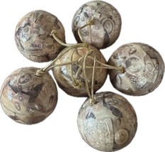 Vintage Victorian Style Decoupage Paper Mache Decorative Ornament Balls set of 6 - £13.23 GBP