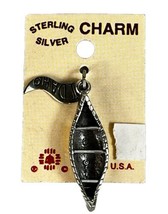 Vintage Sterling Silver CANOE Charm - IDAHO Flag 925 Charm Pendant - NOS - $15.77