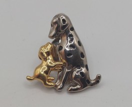 JEWELRY Dog Pin Dalmation And Puppy Silver/Goldtone. - £5.53 GBP