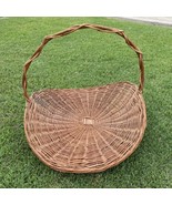 Vintage Woven Primitive Wicker/Rattan Flower Herb Gathering Basket 20&quot; T... - £56.93 GBP