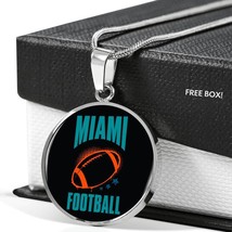 Miami Circle Pendant Football Fan Necklace Stainless Steel or 18k Gold 18-22&quot; - £34.05 GBP+