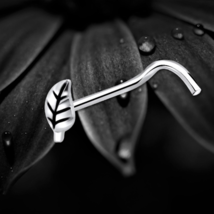 925 Sterling Silver Single Leaf Design Nose Stud Screw Pin Body Jeweller... - $8.81