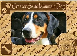 Greater Swiss Mountain Dog w Paws Engraved Wood Picture Frame Magnet - £11.18 GBP