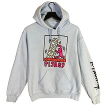 Keith Haring Pisa &#39;89 Art Hoodie Unisex Small Blue Graphic Pullover Pocket - $24.26