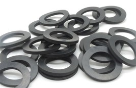 19mm id x 32mm od x 1.6mm Thick Black Flat Rubber Washers   12 per package - $10.83